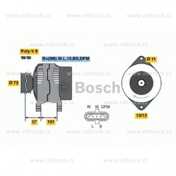 Alternátor VOLVO,RVI 28V/110A BOSCH, 0124655012