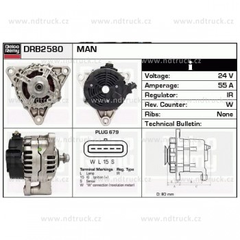 Alternátor MAN 28V/ 55A DELCO REMY