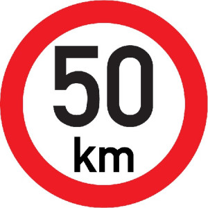 Označení rychlosti vozidla REFLEXNÍ  50km - samolepka/200mm