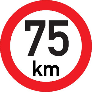Označení rychlosti vozidla  75km - samolepka/200mm
