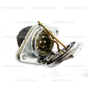 Zásuvka 7pol. ISO kov, 6 pin, 1 díra, s krytem a šrouby