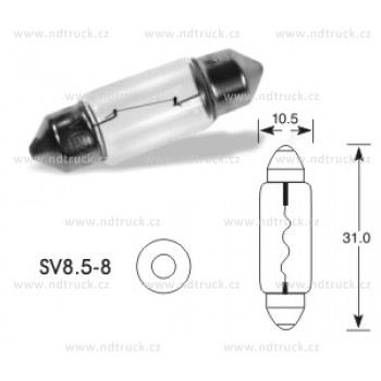 autožárovka 12V, 10W sufitka 11x31, EL269
