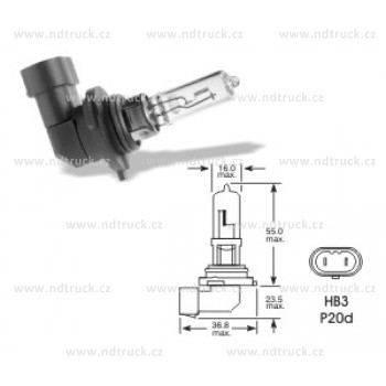autožárovka, HB3, 9005 60W P20d, 12V