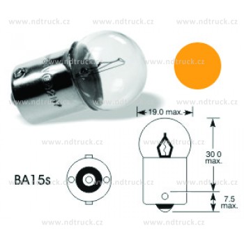autožárovka 24V, 5W Ba15s, oranžová, barva skla oranž
