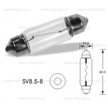 autožárovka 24V, 10W sufitka, SV 8,5, 11x42