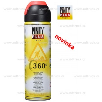 Barva značkovací sprej fluorescenční, oranžový, PINTY PLUS TECH 500ml, 360°, T143, 255, značkovací sprej