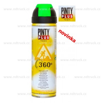 Barva značkovací sprej fluorescenční, zelený, PINTY PLUS TECH 500ml, 360°, T136, značkovací sprej