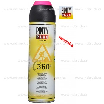 Barva značkovací sprej fluorescenční, višňový, PINTY PLUS TECH 500ml, 360°, T184, značkovací sprej