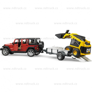 Auto, BRUDER, Jeep Wrangler, Rubicon s přívěsem a nakl.Bobcat, 02925 , autíčko, plastové, hračka