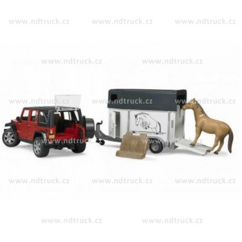 Auto, BRUDER, Jeep Wrangler, s přívěsem na přepravu koní a koněm, AKCE!, 2926 , autíčko, plastové, hračka