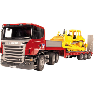 Auto, BRUDER, SCANIA R, s podvalníkem a buldozerem CAT, autíčko, plastové, hračka, 03555,  00980933