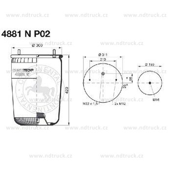 Měch vzduchový BPW 36 P02, 4881NP02